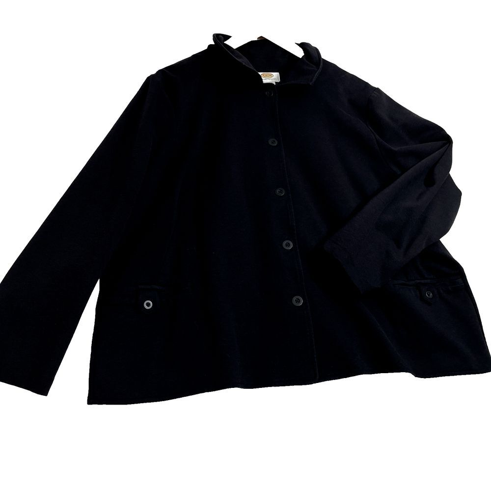 Talbots Petite Black Rayon‎ Button Pockets Classic Work Cardigan Sweater Size 3X